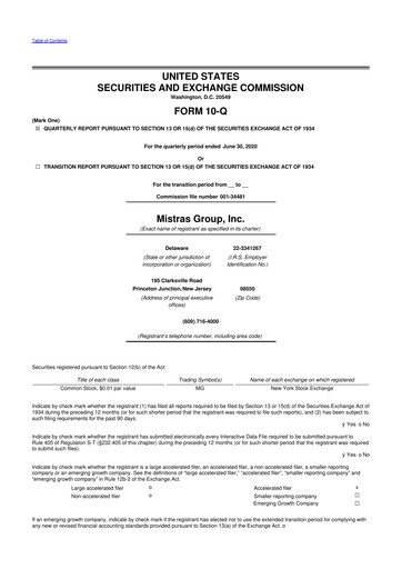 Thumbnail MISTRAS Group
 10-Q Quarterly Report FY2020 