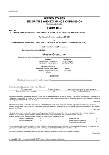 Thumbnail MISTRAS Group
 10-Q Quarterly Report FY2021 