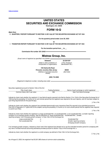 Thumbnail MISTRAS Group
 10-Q Quarterly Report FY2023 