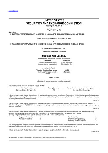 Thumbnail MISTRAS Group
 10-Q Quarterly Report FY2024 