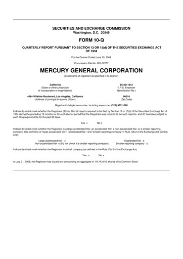 Thumbnail Mercury General
 10-Q Quarterly Report FY 