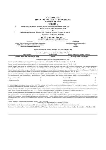 Thumbnail Home Bancorp
 10-K Annual Report 2020