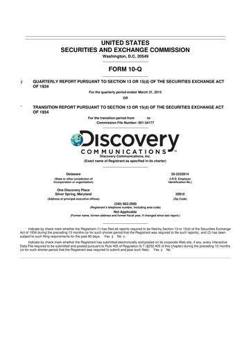 Thumbnail Warner Bros. Discovery 10-Q Quarterly Report FY2015 