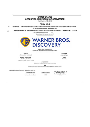 Thumbnail Warner Bros. Discovery 10-Q Quarterly Report FY2022 