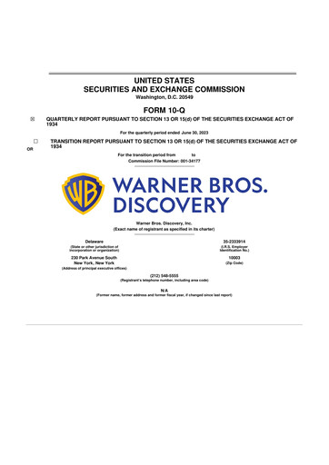 Thumbnail Warner Bros. Discovery 10-Q Quarterly Report FY2023 