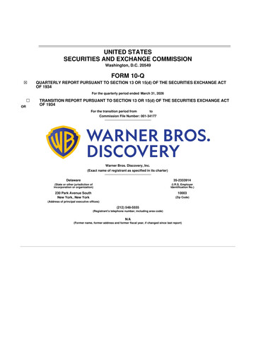 Thumbnail Warner Bros. Discovery 10-Q Quarterly Report FY 