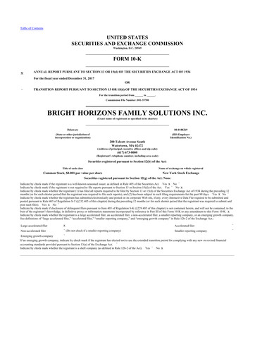 Miniature Bright Horizons 10-K Rapport annuel 2017