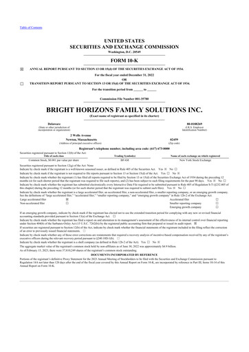 Miniature Bright Horizons 10-K Rapport annuel 2022