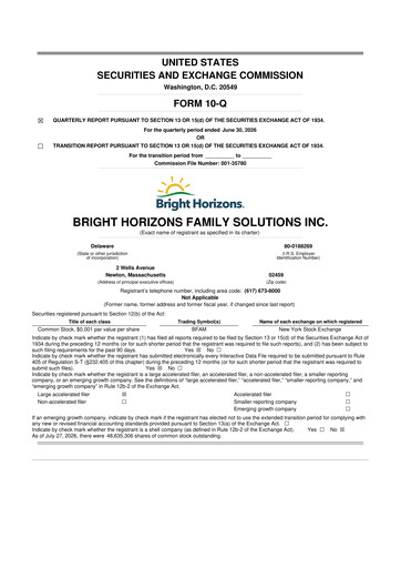 Thumbnail Bright Horizons 10-Q Quarterly Report FY2026 
