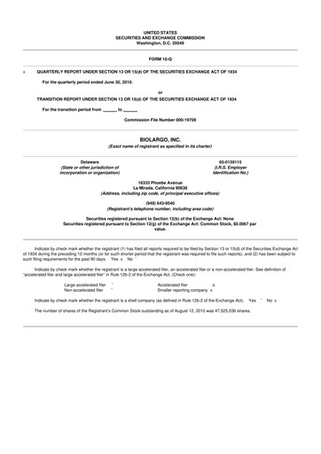 Thumbnail BioLargo 10-Q Quarterly Report FY 