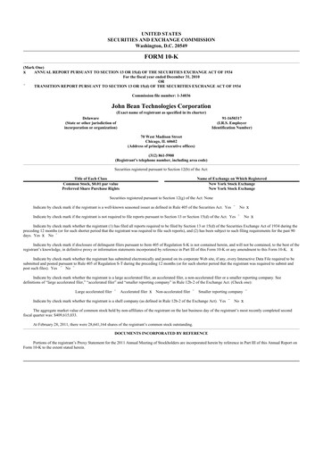 Thumbnail JBT Marel Corporation 10-K Annual Report 