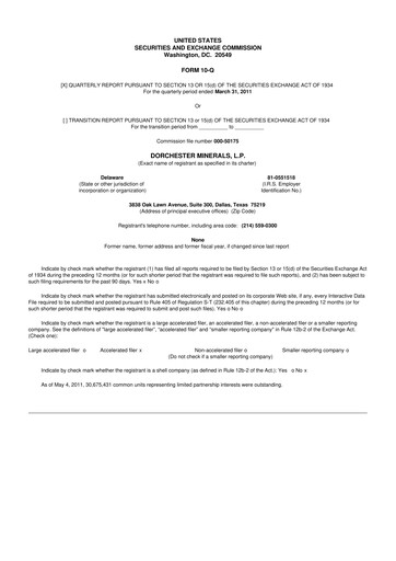 Thumbnail Dorchester Minerals 10-Q Quarterly Report FY 