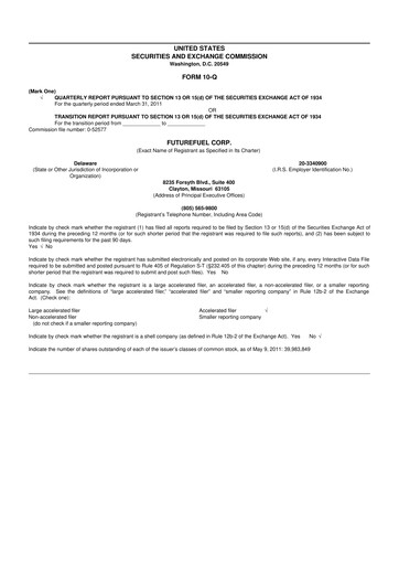 Thumbnail FutureFuel 10-Q Quarterly Report FY 