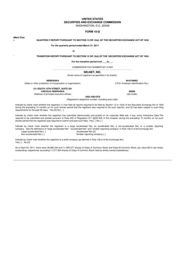 Thumbnail Nelnet 10-Q Quarterly Report FY 