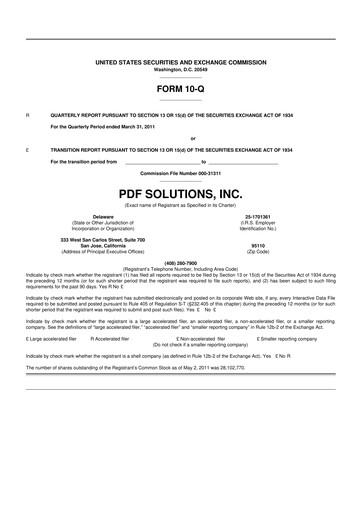 Thumbnail PDF Solutions 10-Q Quarterly Report FY 