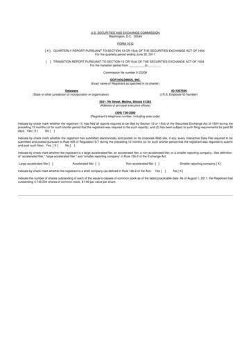 Thumbnail QCR Holdings
 10-Q Quarterly Report FY2011 
