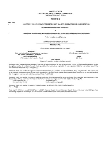 Thumbnail Nelnet 10-Q Quarterly Report FY2011 