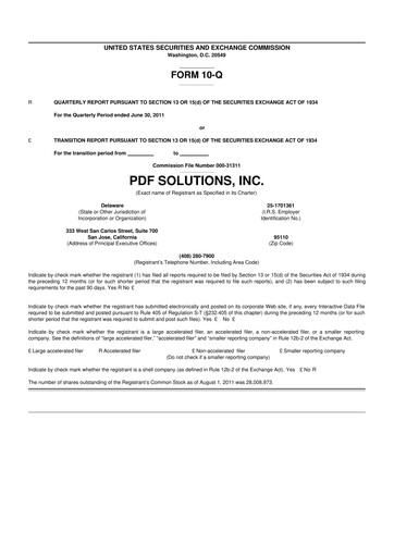 Thumbnail PDF Solutions 10-Q Quarterly Report FY 