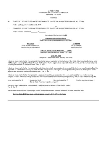 Thumbnail NRC Health
 10-Q Quarterly Report FY2011 
