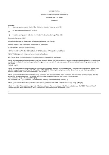 Thumbnail Hovnanian Enterprises
 10-Q Quarterly Report FY2011 