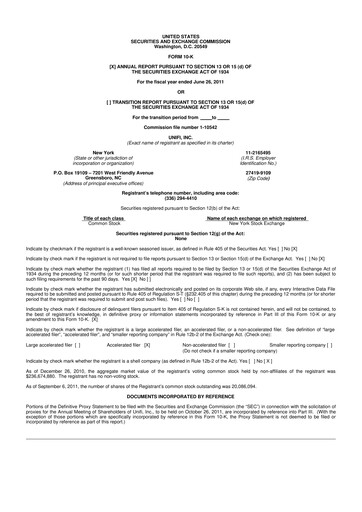 Thumbnail Unifi 10-K Annual Report 