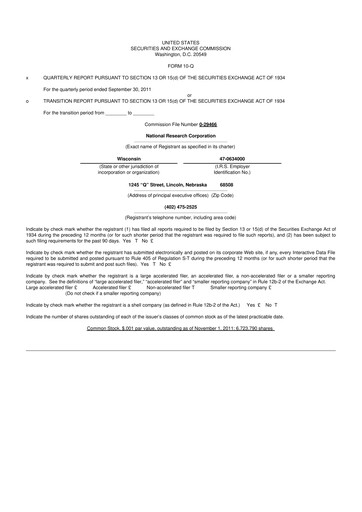 Thumbnail NRC Health
 10-Q Quarterly Report FY2011 