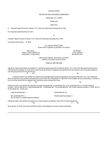 Thumbnail J&J Snack Foods
 10-Q Quarterly Report FY2012 