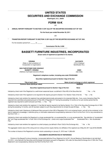 Thumbnail Bassett Furniture 10-K Annual Report 2011