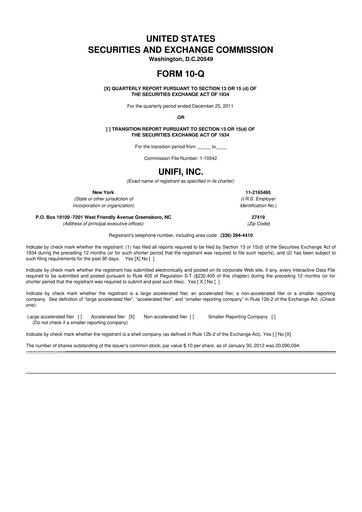 Vorschaubild Unifi 10-Q Quartalsbericht 2012 