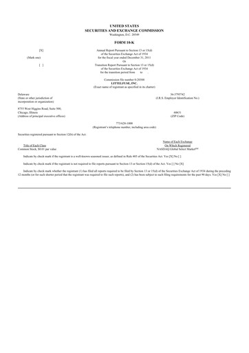 Thumbnail Littelfuse 10-K Annual Report 2011