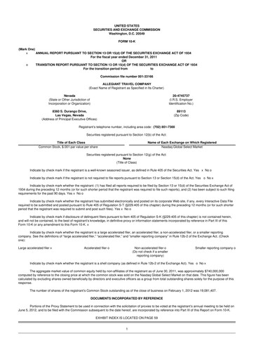 Thumbnail Allegiant Travel Company 10-K Annual Report 2011