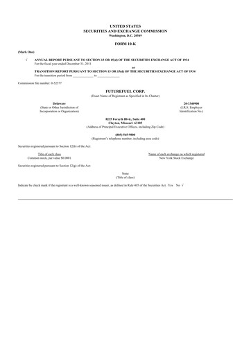 Thumbnail FutureFuel 10-K Annual Report 2011