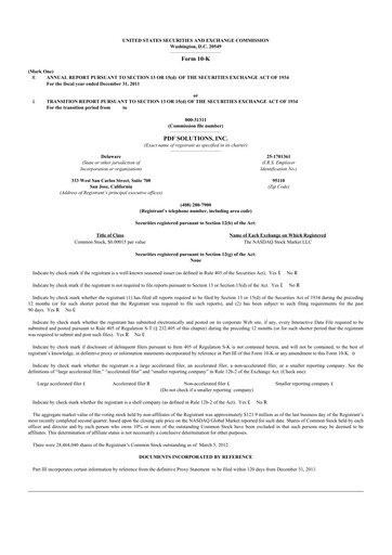 Thumbnail PDF Solutions 10-K Annual Report 2011