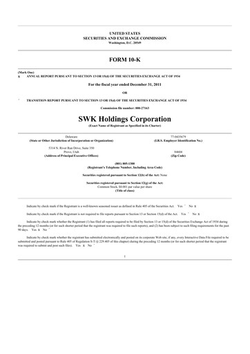 Thumbnail SWK Holdings 10-K Annual Report 2011