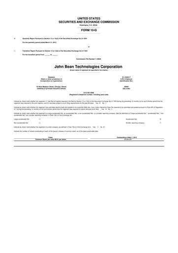Thumbnail JBT Marel Corporation 10-Q Quarterly Report FY2012 