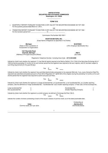 Thumbnail The Shyft Group 10-Q Quarterly Report FY2012 