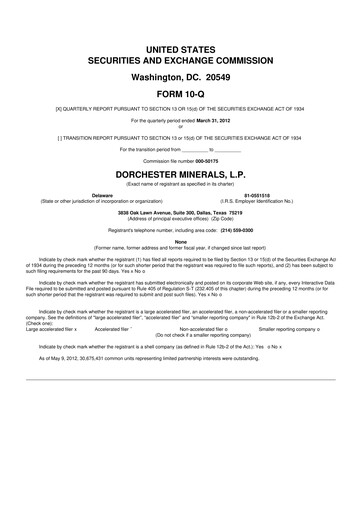 Thumbnail Dorchester Minerals 10-Q Quarterly Report FY2012 