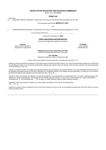 Thumbnail LCI Industries
 10-Q Quarterly Report FY2012 