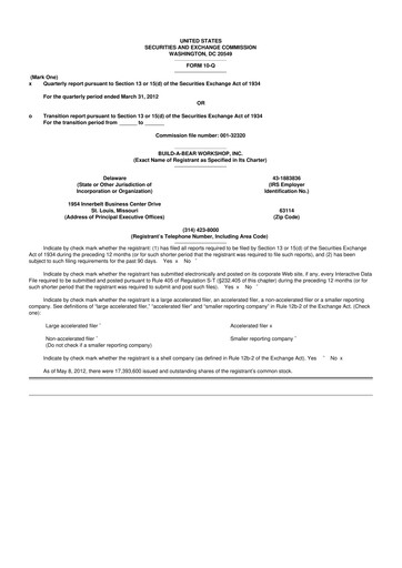 Thumbnail Build-A-Bear Workshop 10-Q Quarterly Report FY2012 