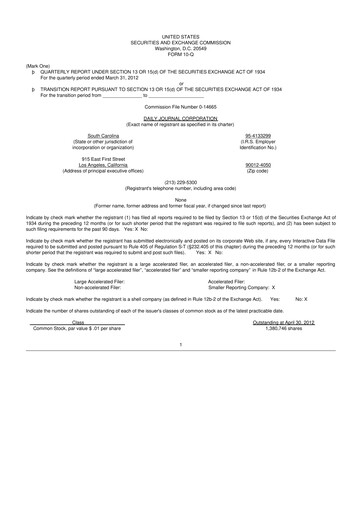 Thumbnail Daily Journal 10-Q Quarterly Report FY2012 