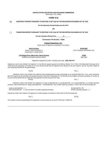 Thumbnail Insteel Industries 10-Q Quarterly Report FY2012 