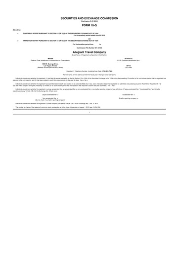 Thumbnail Allegiant Travel Company 10-Q Quarterly Report FY2012 