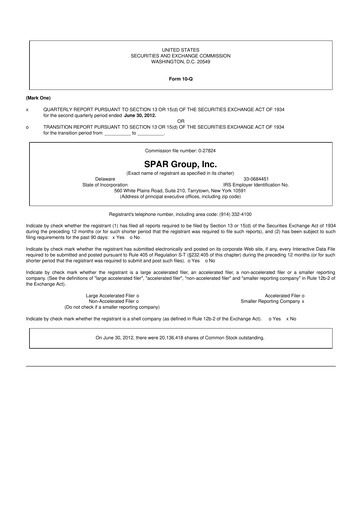 Thumbnail SPAR Group 10-Q Quarterly Report FY2012 