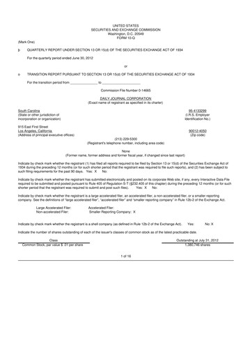 Thumbnail Daily Journal 10-Q Quarterly Report FY2012 