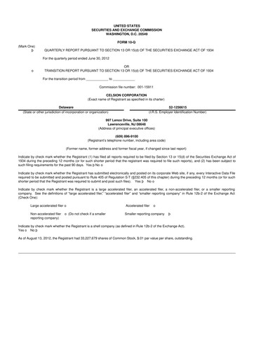 Miniature Imunon 10-Q Rapport trimestriel 2012 