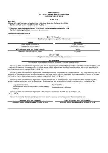 Miniature Gray Media
 10-Q Rapport trimestriel 2012 