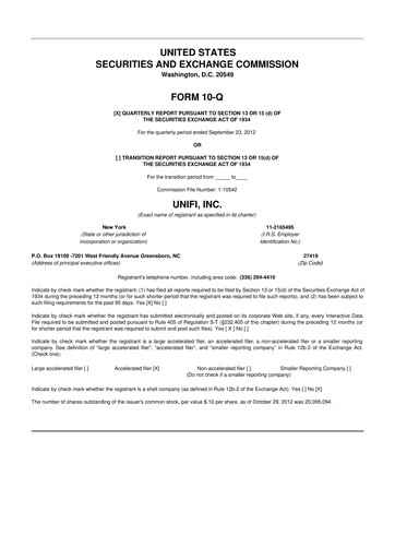 Vorschaubild Unifi 10-Q Quartalsbericht 2013 
