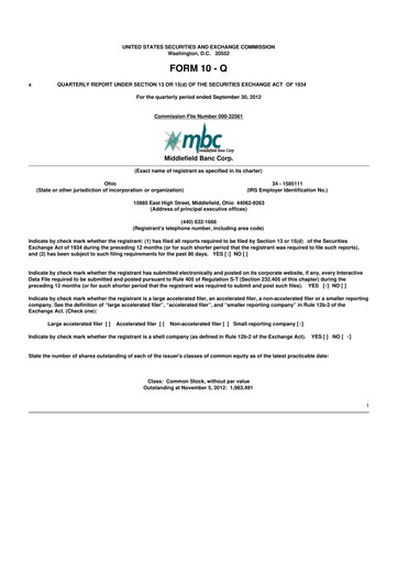 Vorschaubild Middlefield Banc
 10-Q Quartalsbericht 2012 