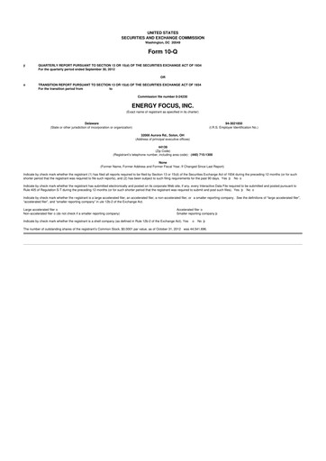 Thumbnail Energy Focus 10-Q Quarterly Report FY2012 