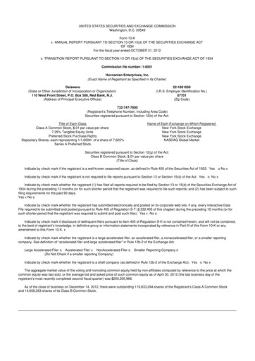 Thumbnail Hovnanian Enterprises
 10-K Annual Report 2012